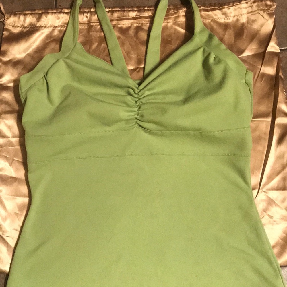 Prana green tank bra built in